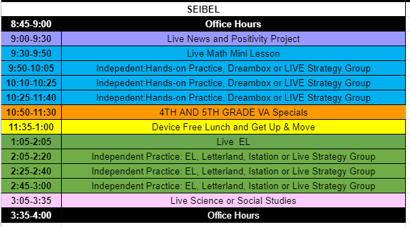 Seibel schedule Seibel schedule
